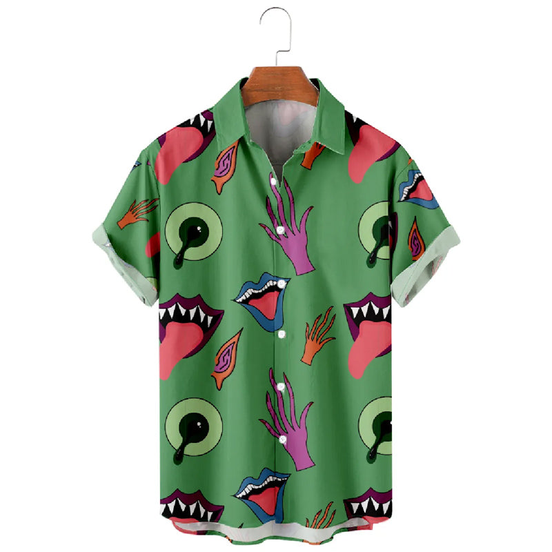 Men's Tongue Illustration Button-Up Shirt