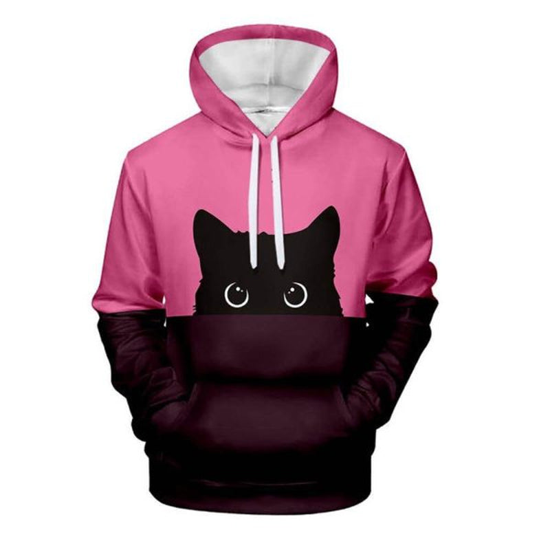 Unisex Black Cat Contrasting colors Hoodie