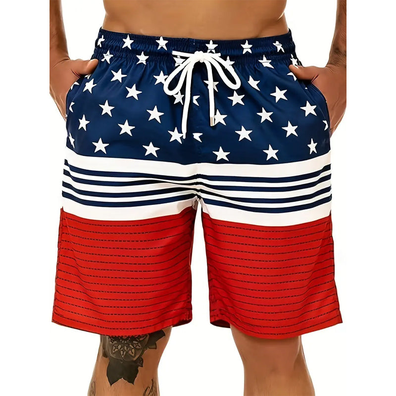 Men‘s Quick-Drying Flag Print Shorts 2406003165