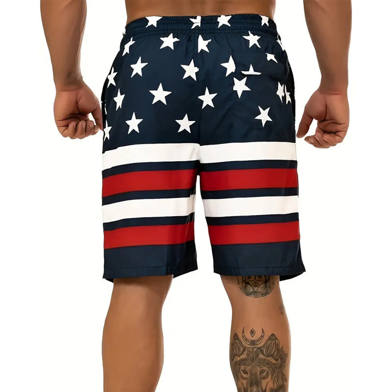 Men‘s Quick-Drying Flag Print Shorts 2406003165