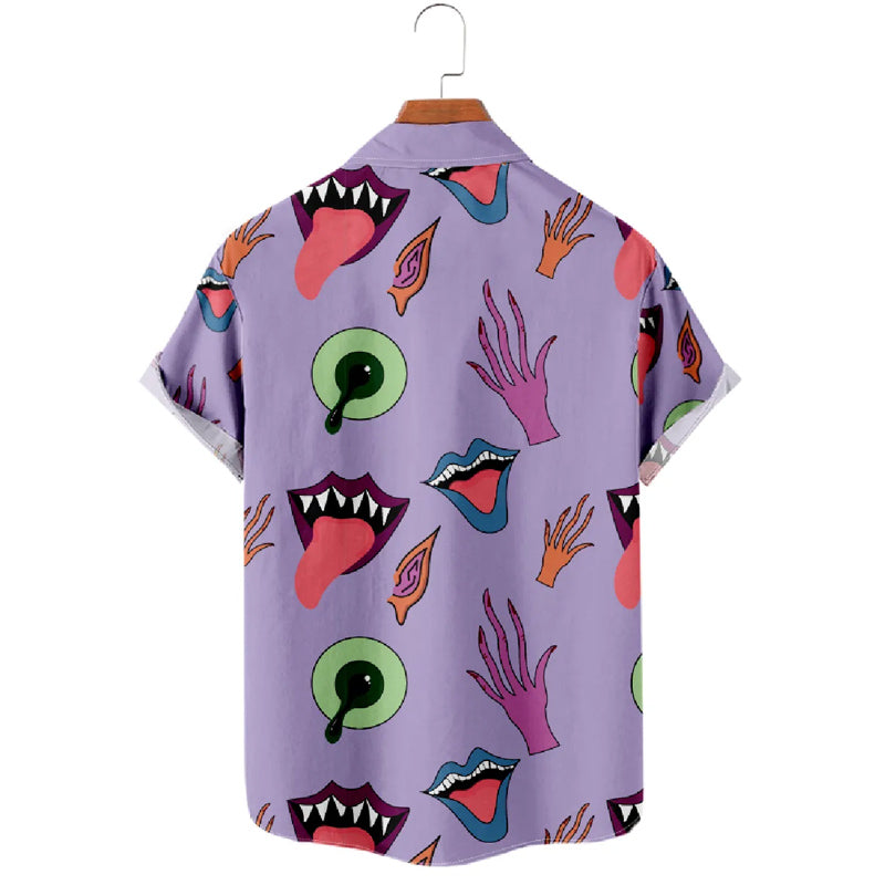 Men's Tongue Illustration Button-Up Shirt