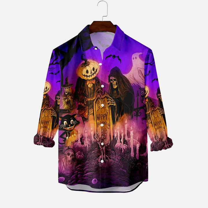 Men's Vintage Halloween Movie Poster Graphic Long Sleeve Shirt