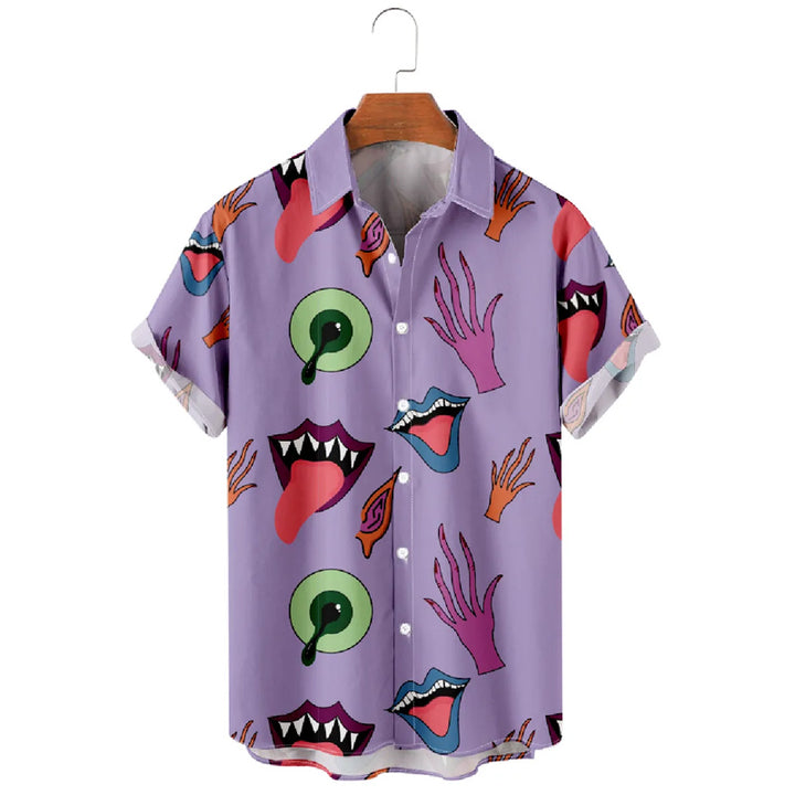 Men's Tongue Illustration Button-Up Shirt