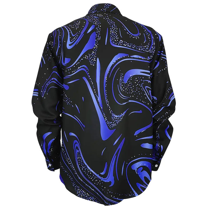 Mens Versatile Print Design Long Sleeve Casual Shirt