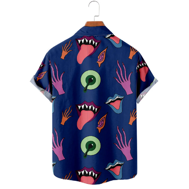 Men's Tongue Illustration Button-Up Shirt