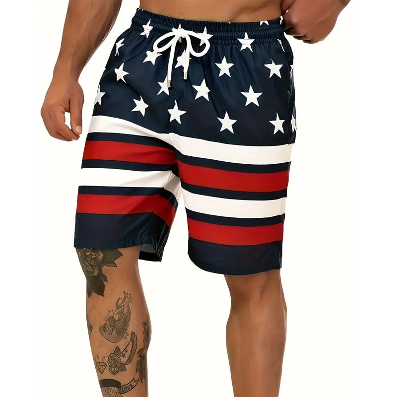 Men‘s Quick-Drying Flag Print Shorts 2406003165