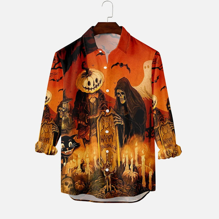 Men's Vintage Halloween Movie Poster Graphic Long Sleeve Shirt