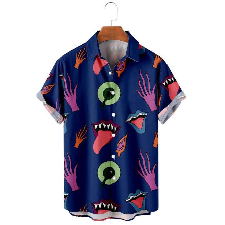 Men's Tongue Illustration Button-Up Shirt 2409007440