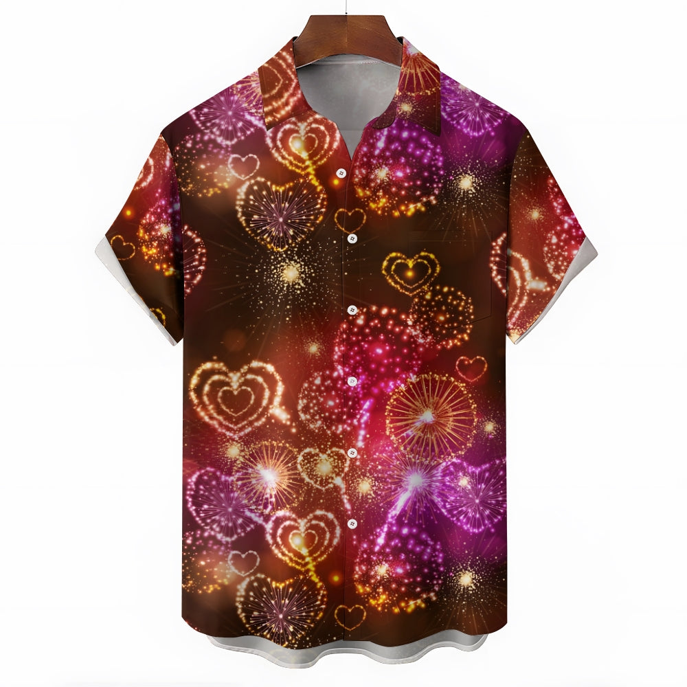 Holiday Love Fireworks Casual Short Sleeve Shirt 2408004489