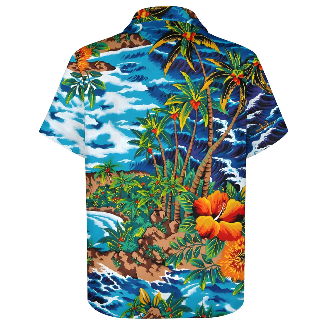 Men's Hawaiian Coconut Tree Casual Short Sleeve Shirt 2403000577