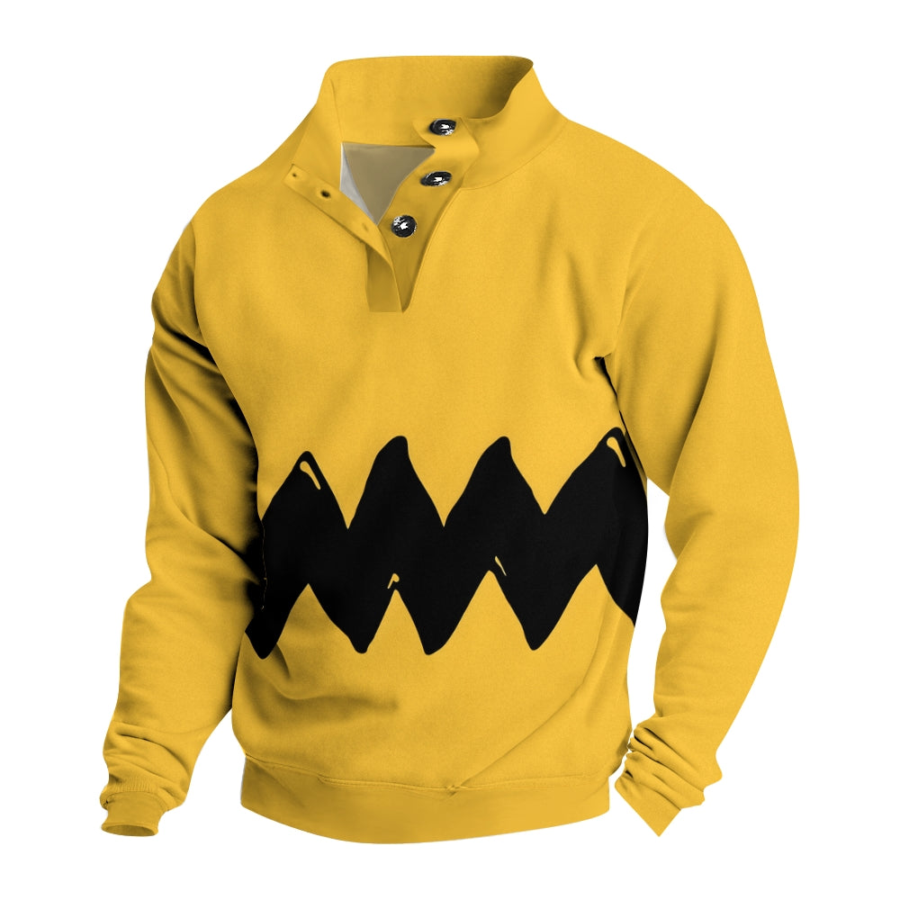 Men's Button Cartoon Character Cosplay Casual Long Sleeve Sweatshirt 2410006863