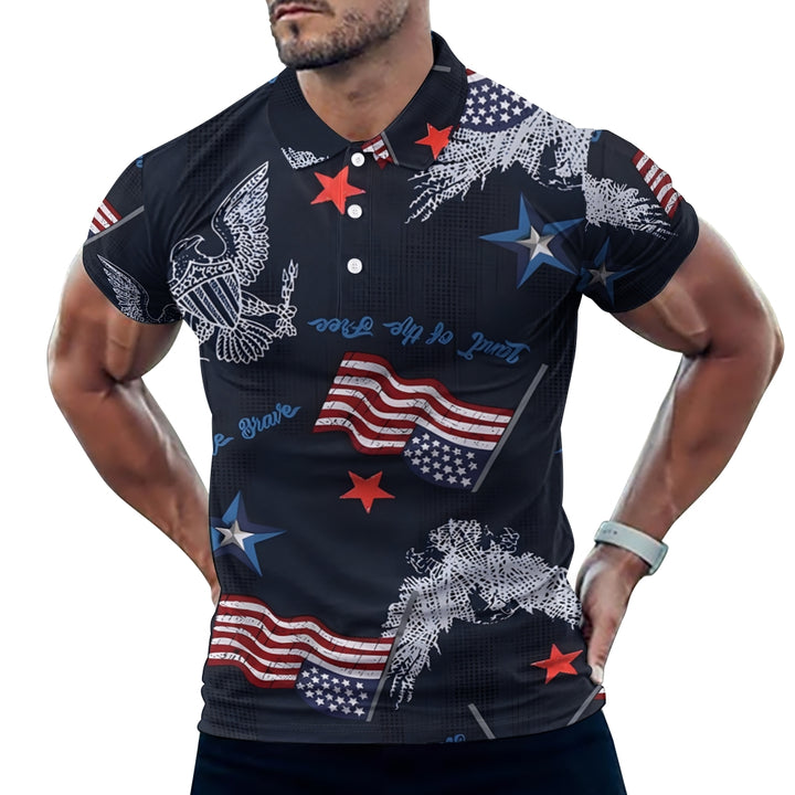 Flag Letter Animal Print Short Sleeve Polo Shirt 2404001473