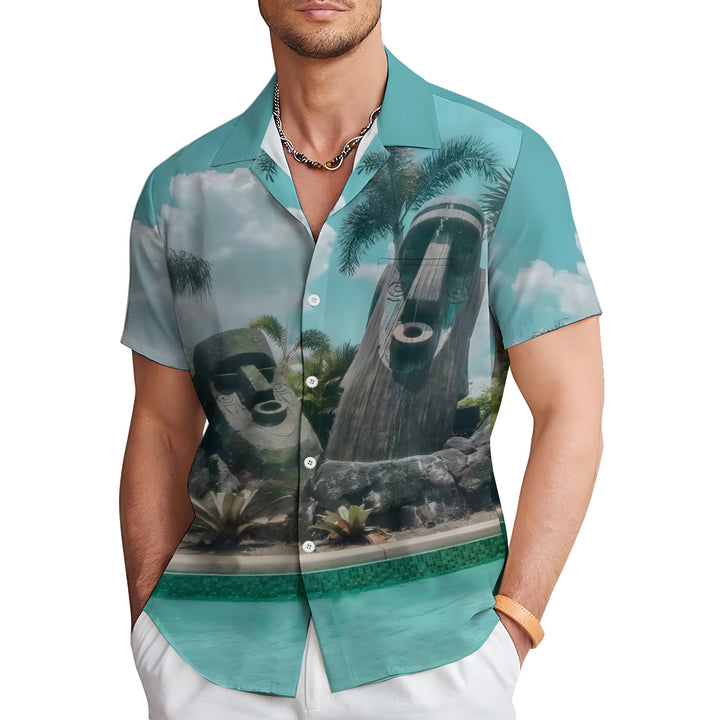 Men's TIKI Art Casual Short Sleeve Shirt 2404000162