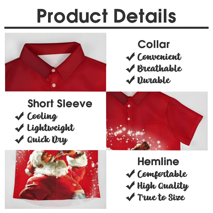 Christmas Santa Coke Casual Short Sleeve Shirt 2408008196