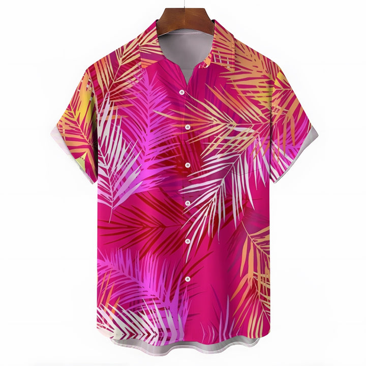 Leaf Print Casual Short Sleeve Shirt 2410002359