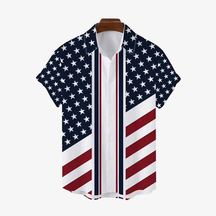 Independence Day Flag Print Short Sleeve Shirt