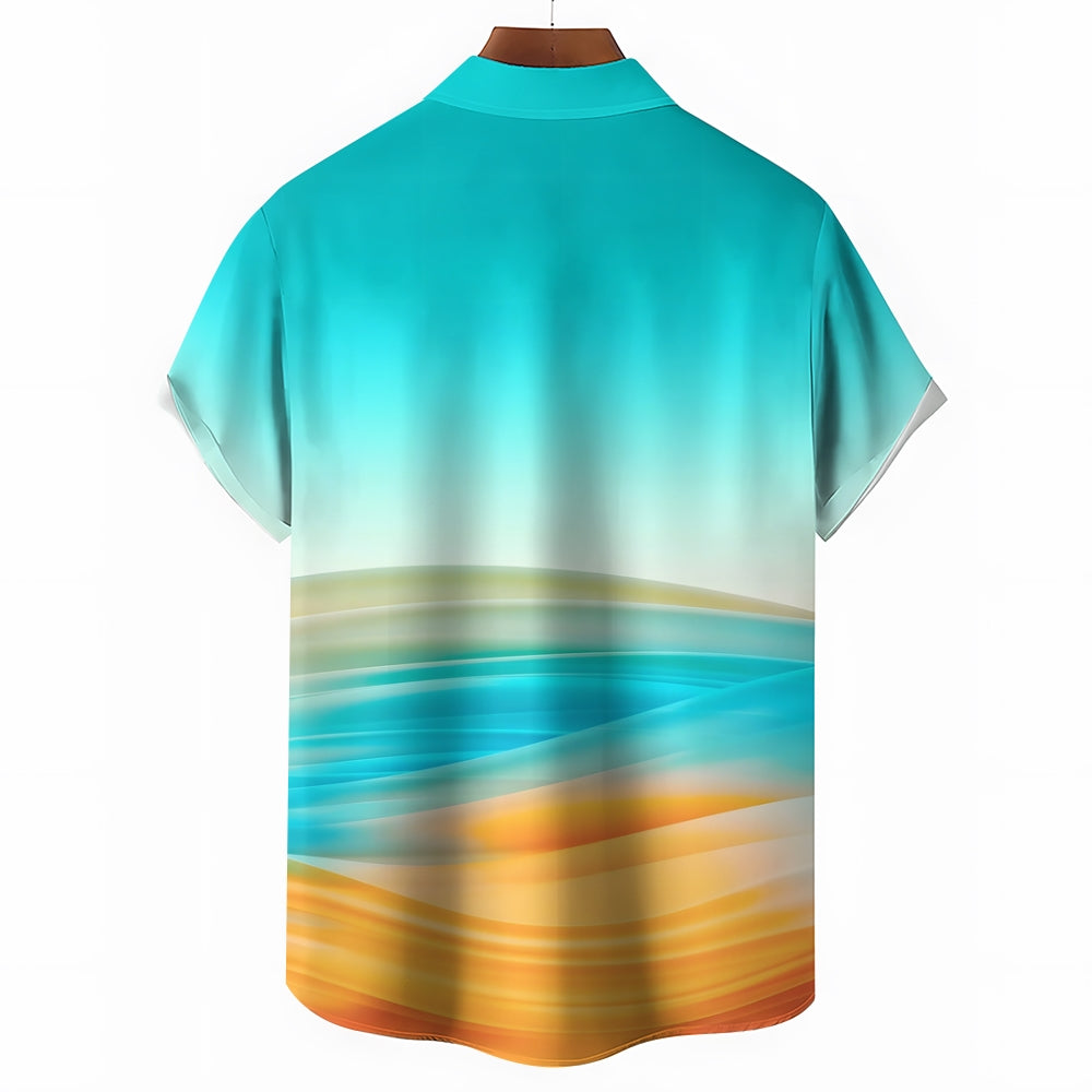 Men's Gradient Contrast Casual Short Sleeve Shirt 2412008934