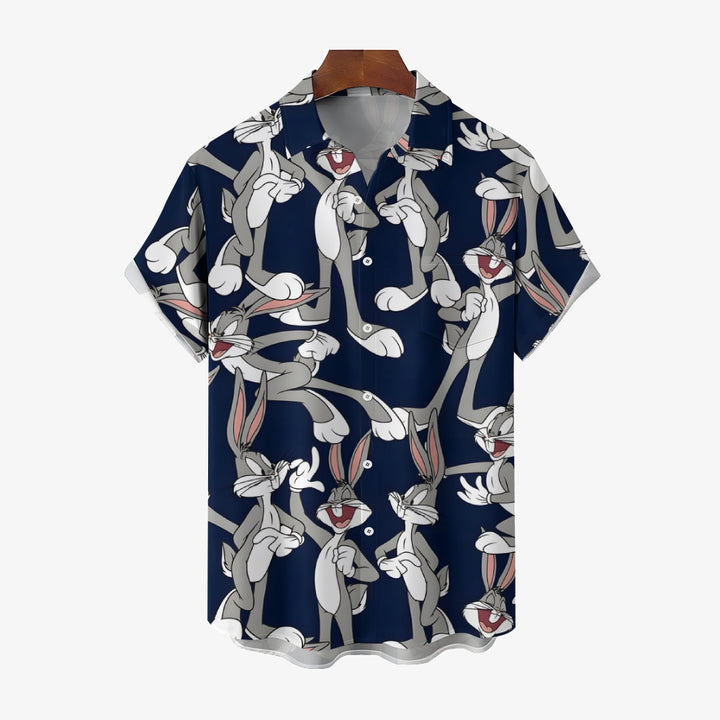 Cartoon Character Rabbit Print Casual Short Sleeve Shirt 2412001912