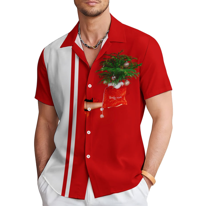 Men's Christmas Fun Print Casual Short Sleeve Shirt 2408007025