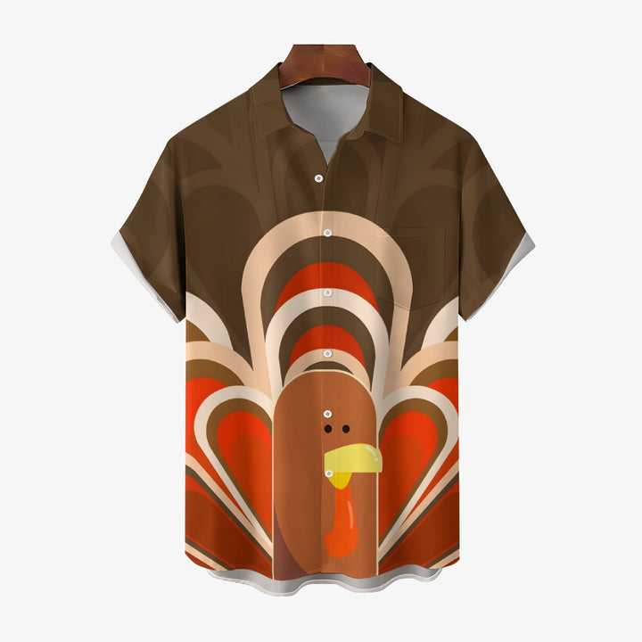 Thanksgiving Fun Turkey Casual Short Sleeve Shirt 2409009572