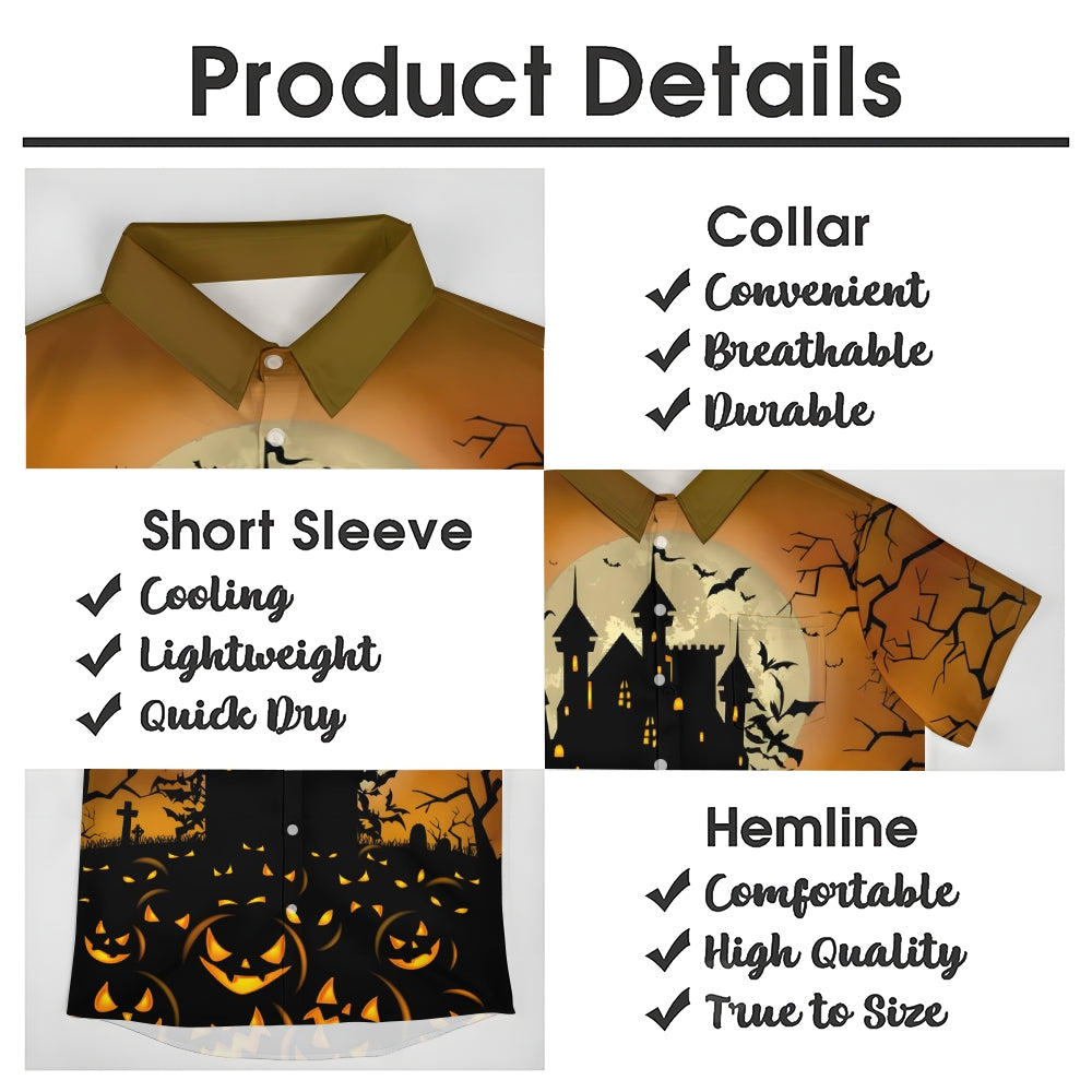 Halloween Castle Casual Short Sleeve Shirt 2408004030