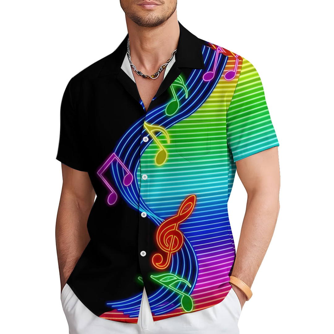 Men's Music Colorful Print Casual Short Sleeve Shirt 2404000645