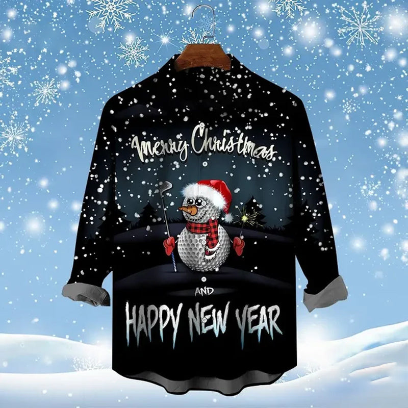 Golf Santa Festive Shirt 3D Printed Christmas Long Sleeve Shirt