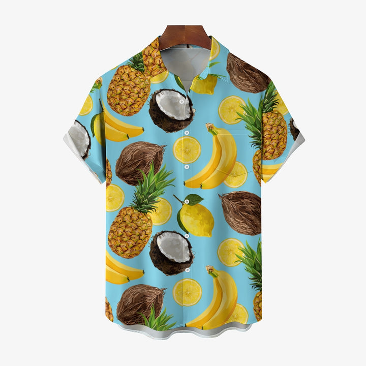 Men's Hawaiian Fruit Print Casual Short Sleeve Shirt 2403000909