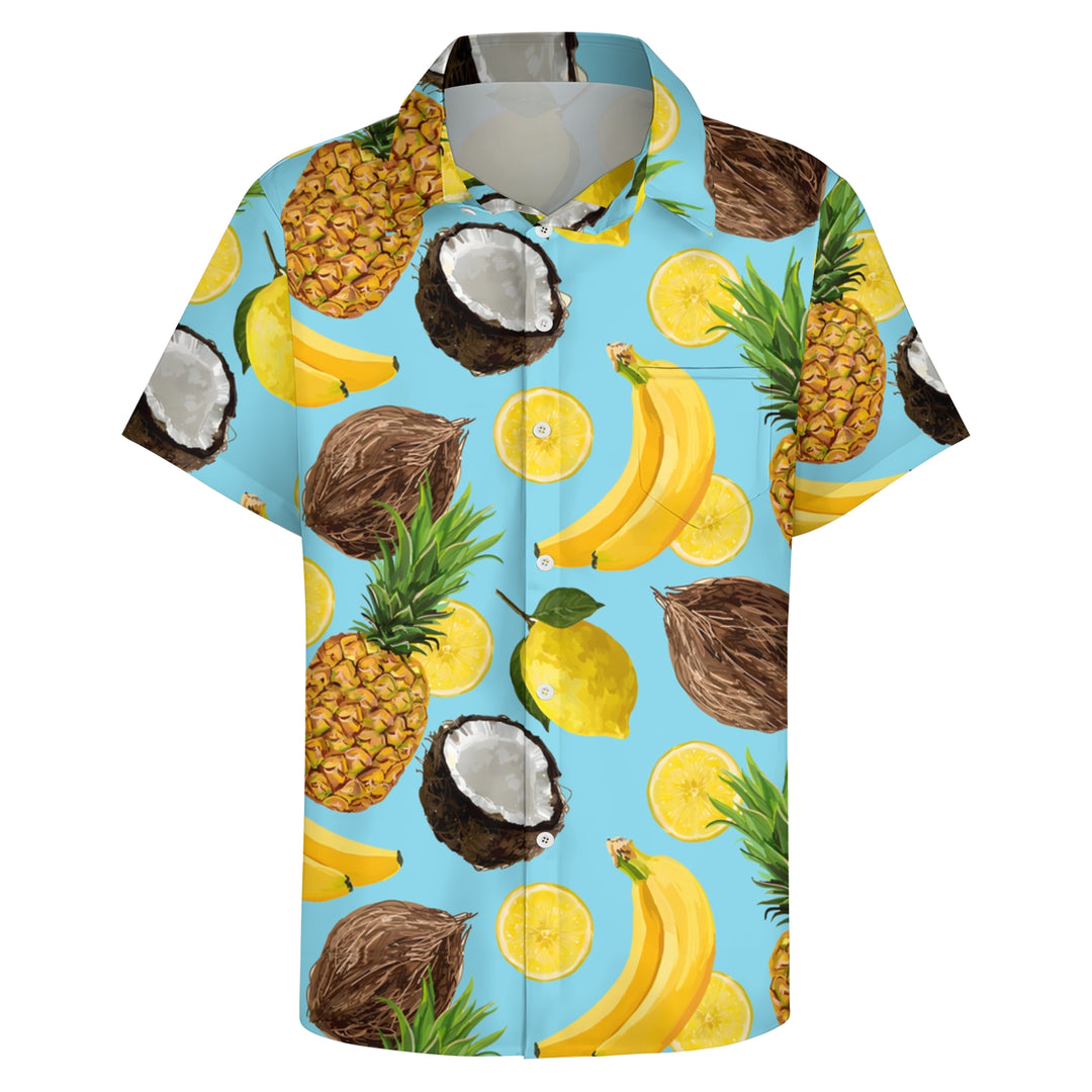 Men's Hawaiian Fruit Print Casual Short Sleeve Shirt 2403000909