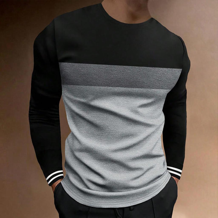 Mens Splicing Slim Long Sleeve T-shirt