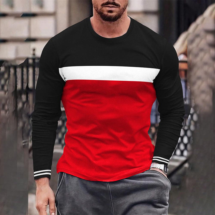 Mens Splicing Slim Long Sleeve T-shirt