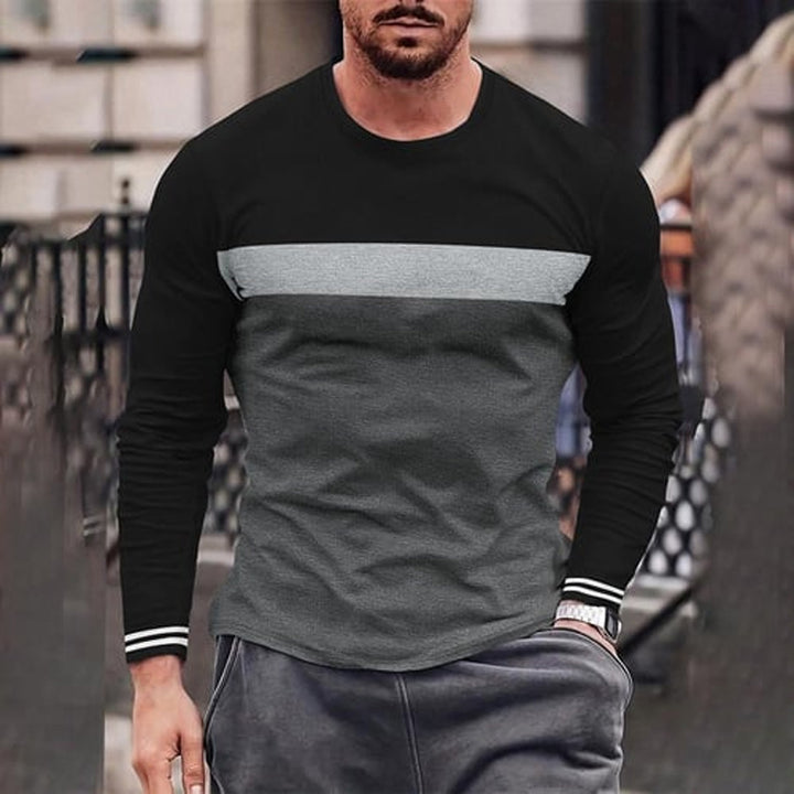 Mens Splicing Slim Long Sleeve T-shirt