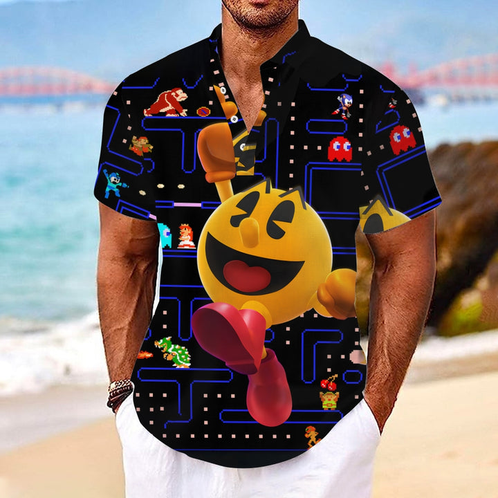 Men's Greedy Bean Print Casual Shirt