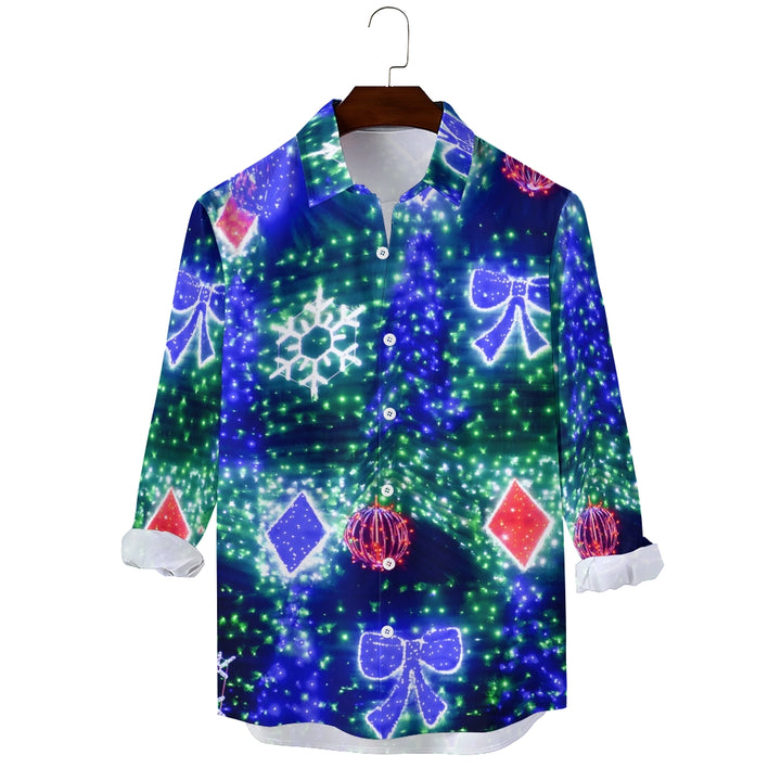 Shiny String Lights Print Long Sleeve Shirt 2410006407