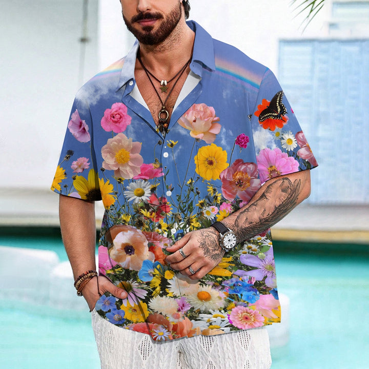 Men'sFlowers Casual Short Sleeve Shirt 2410003777