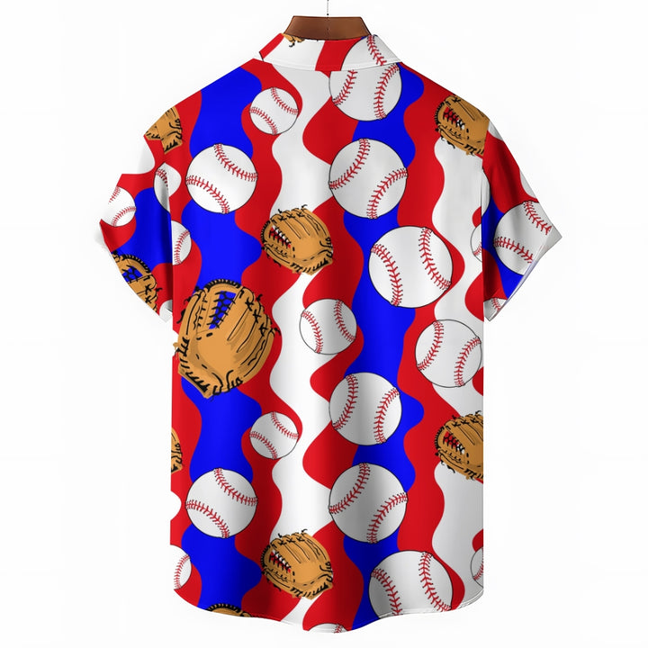 Baseball Casual Oversized Short Sleeve Shirt 2407003654