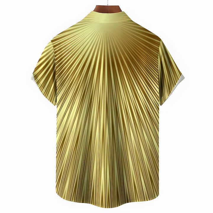 Gold Stripe Casual Oversized Short Sleeve Shirt 2407001282