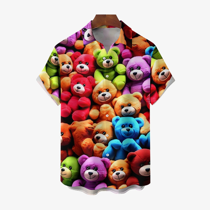 Bear Doll Print Casual Short Sleeve Shirt 2412007609