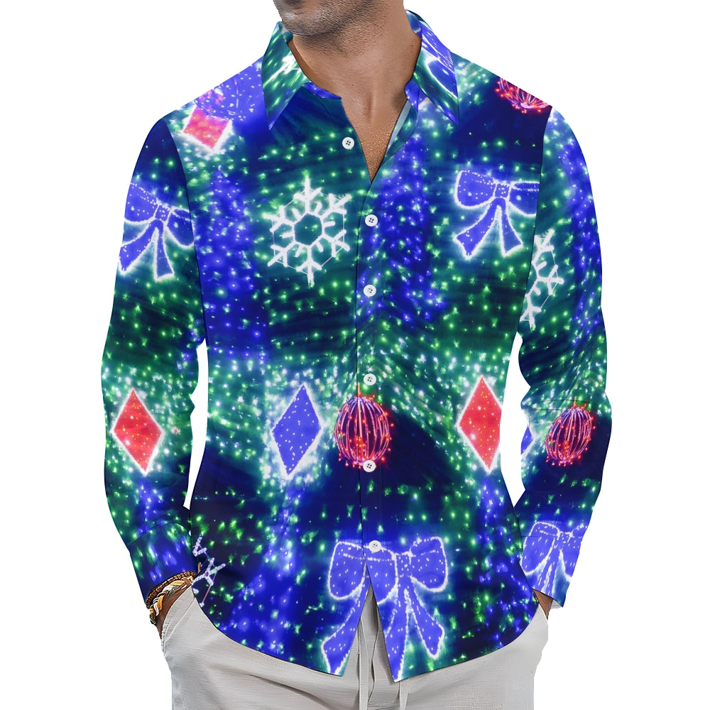 Shiny String Lights Print Long Sleeve Shirt 2410006407