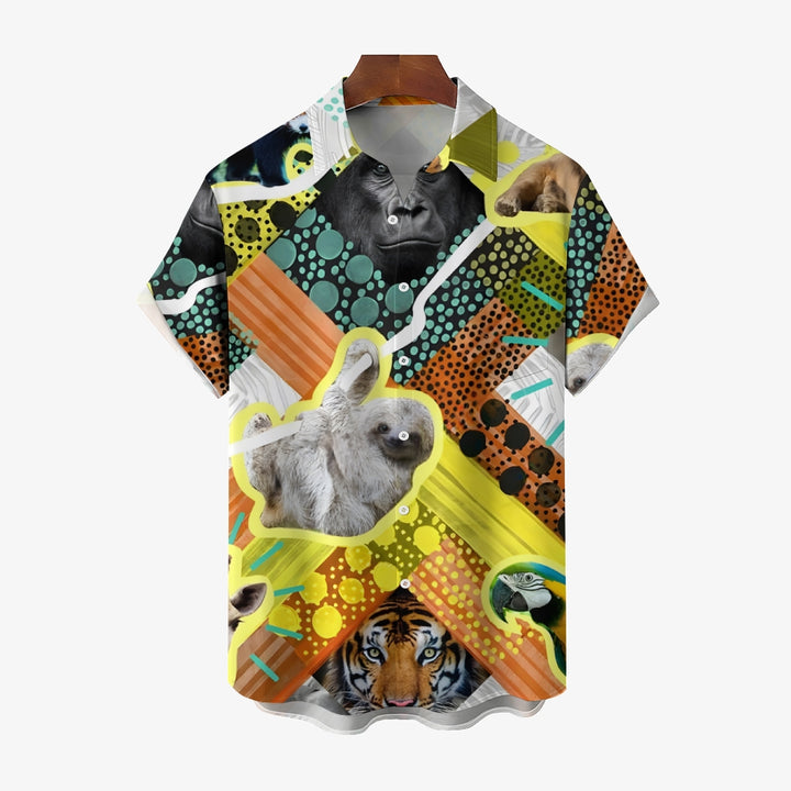 Animal Geometric Prints Casual Short Sleeve Shirt 2412001298