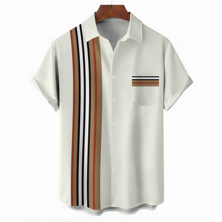 Men's Classic Striped Casual Short Sleeve Shirt 2404001520