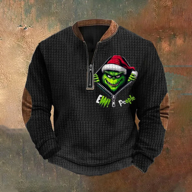 Men's Green Checkered Christmas Sweatshirt