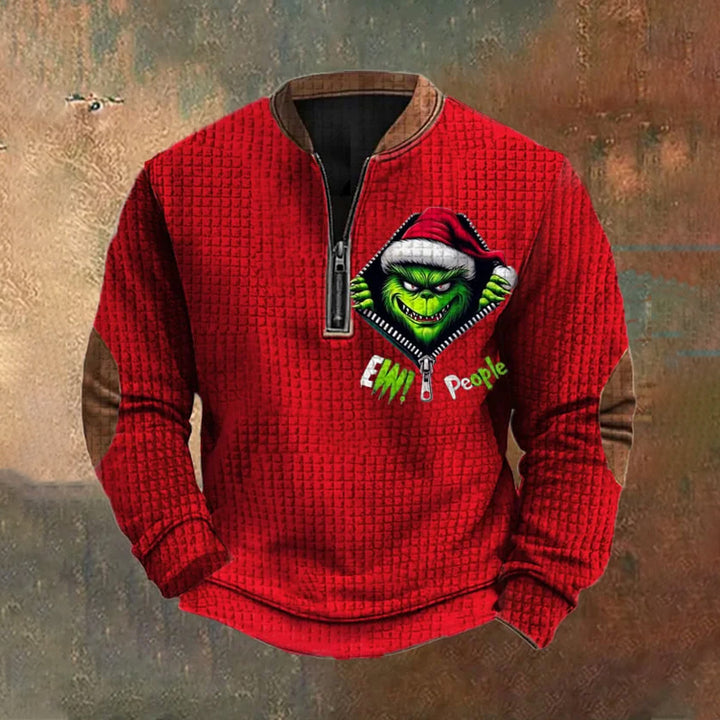 Men's Green Checkered Christmas Sweatshirt