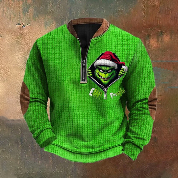 Men's Green Checkered Christmas Sweatshirt