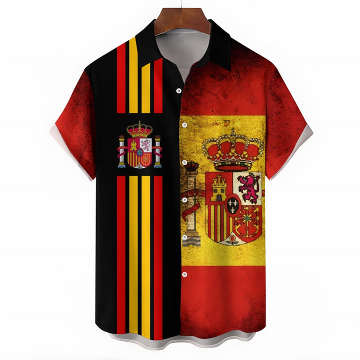 Spain European Cup Casual Large Size Short Sleeve Shirt 2407002090