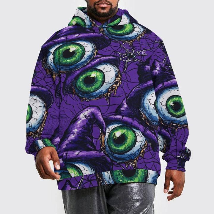 Scary Wizard Eyes Spider Web Plue Size Printed Hoodies 2410001408