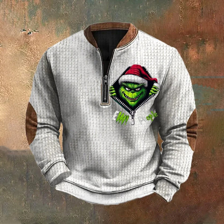 Men's Green Checkered Christmas Sweatshirt