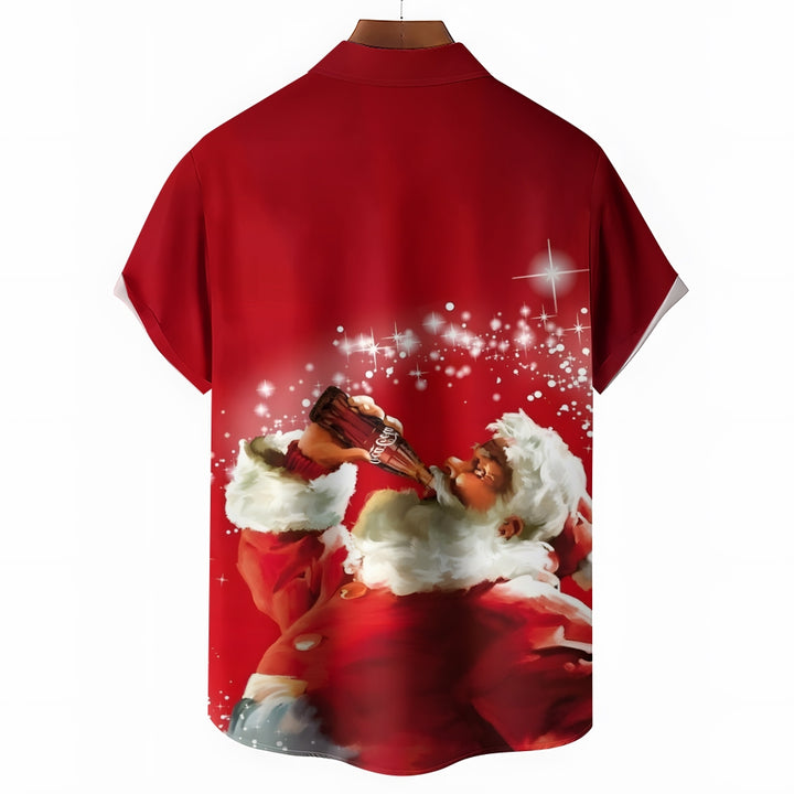 Christmas Santa Coke Casual Short Sleeve Shirt 2408008196