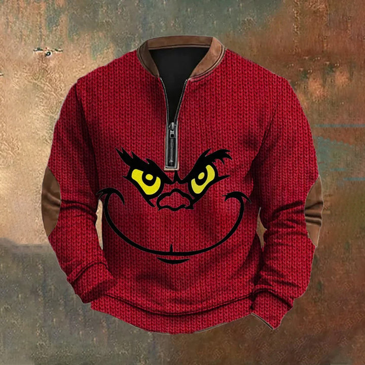 Men's Christmas Print Zip-Up Sweatshirt