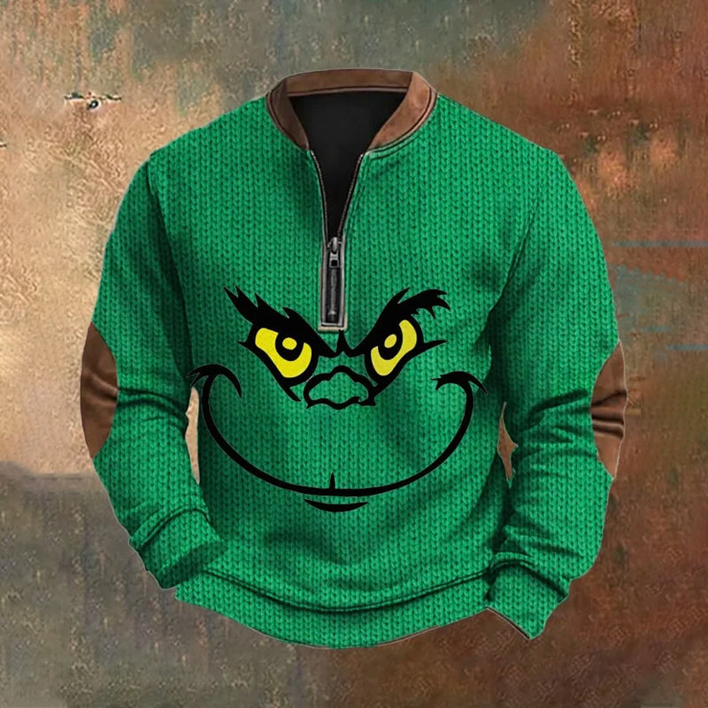 Men's Christmas Print Zip-Up Sweatshirt